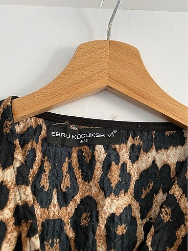 m Beden Leopar elbise