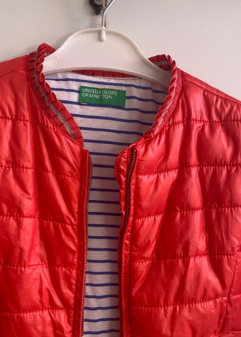 Kızlar için Kırmızı Fermuarlı İnce Mont - Görsel 2