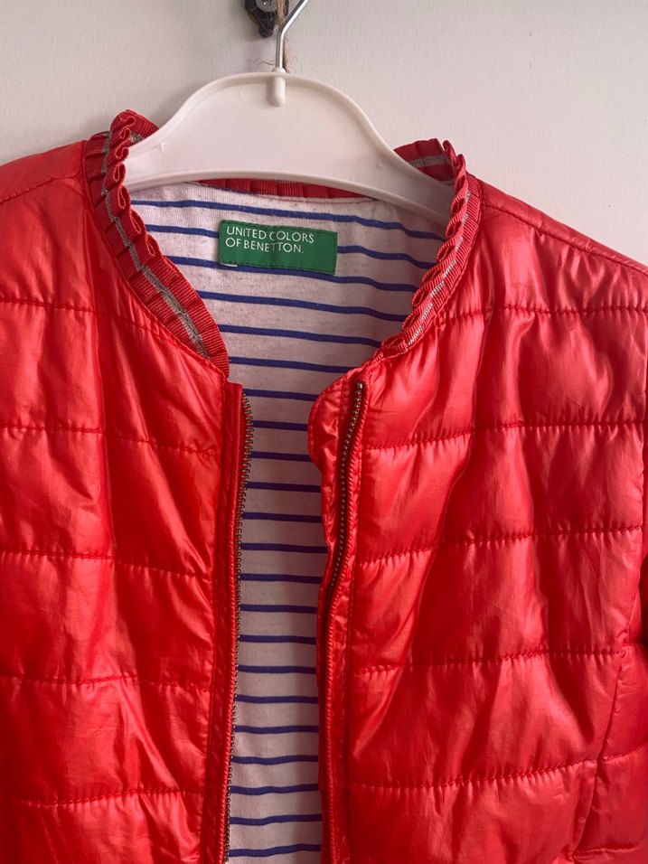 Kızlar için Kırmızı Fermuarlı İnce Mont - Görsel 2