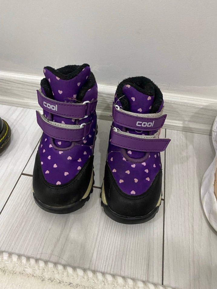 Kız Çocuk Mor Kalp Desenli Cırt Cırtlı Bot - Görsel 2