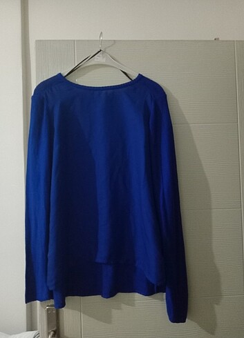 H&M Mavi yarı triko yarı şifon kazak