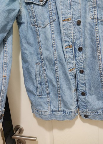 Düğmeli Mavi Kadın Denim Ceket - Görsel 2