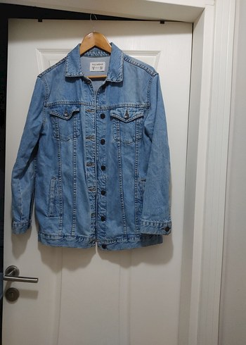 Düğmeli Mavi Kadın Denim Ceket - Görsel 4