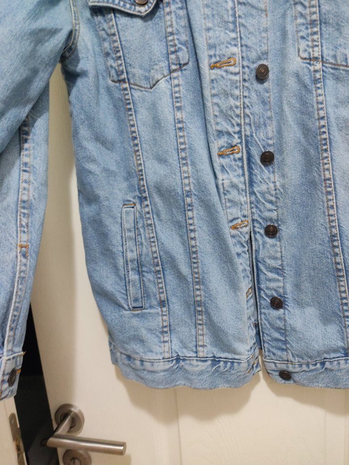 Düğmeli Mavi Kadın Denim Ceket - Görsel 2