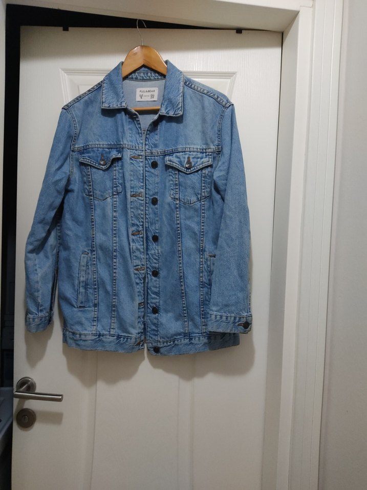 Düğmeli Mavi Kadın Denim Ceket - Görsel 4