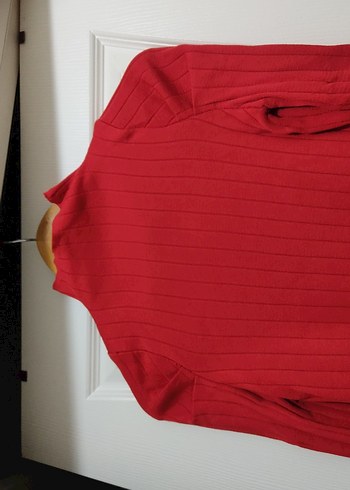 Kırmızı Kadın Boğazlı Triko Kazak - Görsel 2