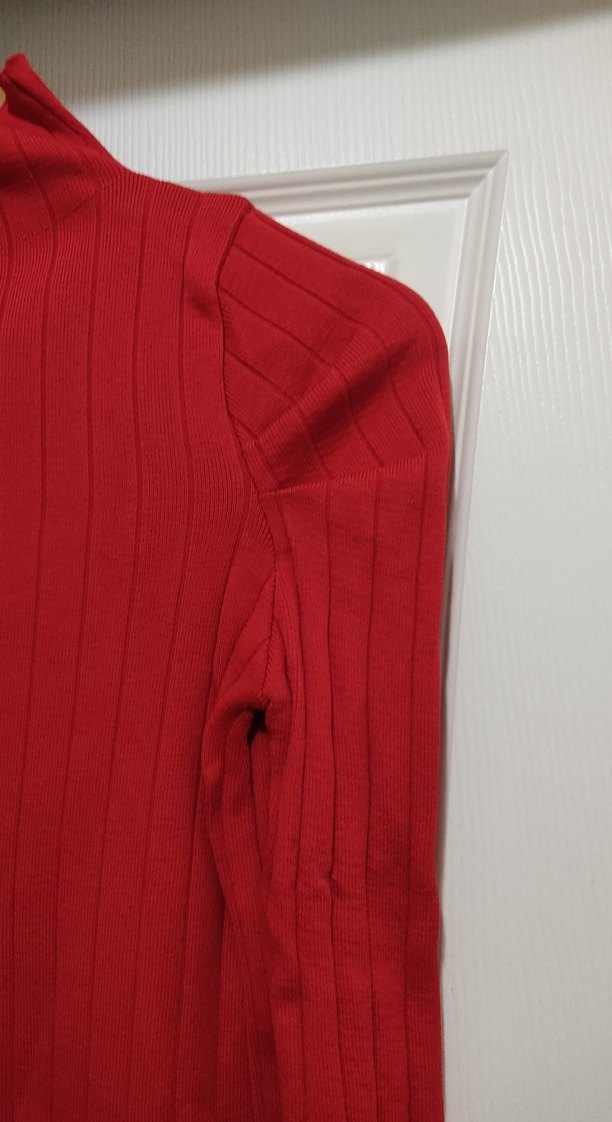 Kırmızı Kadın Boğazlı Triko Kazak - Görsel 3