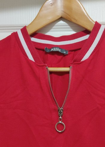 Kırmızı Fermuarlı Spor Midi Elbise - Görsel 2