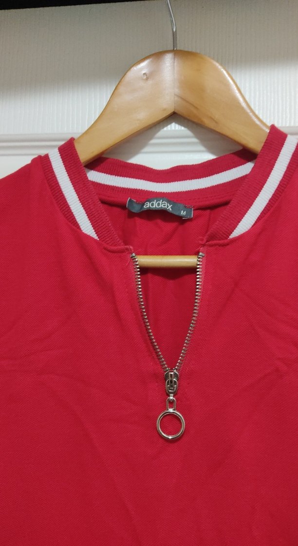 Kırmızı Fermuarlı Spor Midi Elbise - Görsel 2