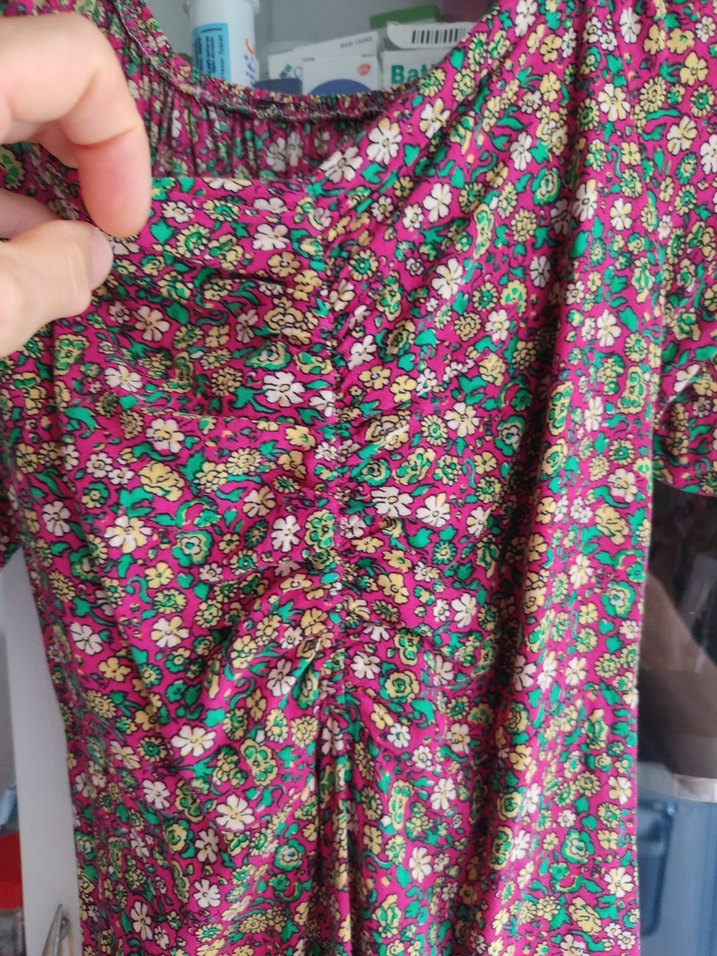 Çiçek Desenli V Yakalı Uzun Bohem Elbise - Görsel 3