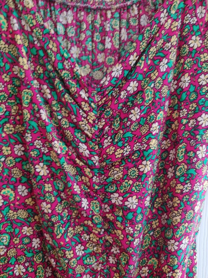 Çiçek Desenli V Yakalı Uzun Bohem Elbise - Görsel 5