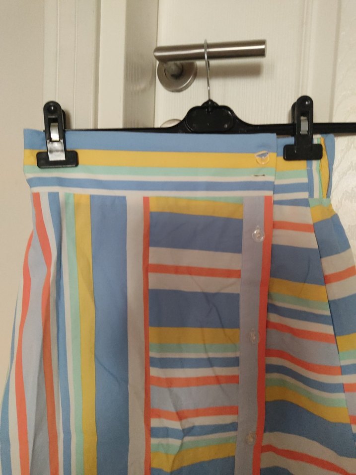 Renkli Çizgili Midi Etek - Görsel 2