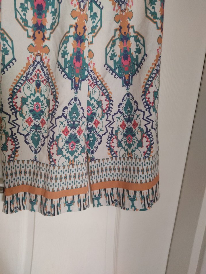 Püsküllü Bohem Çok Renkli Uzun Kumaş Pantolon - Görsel 2