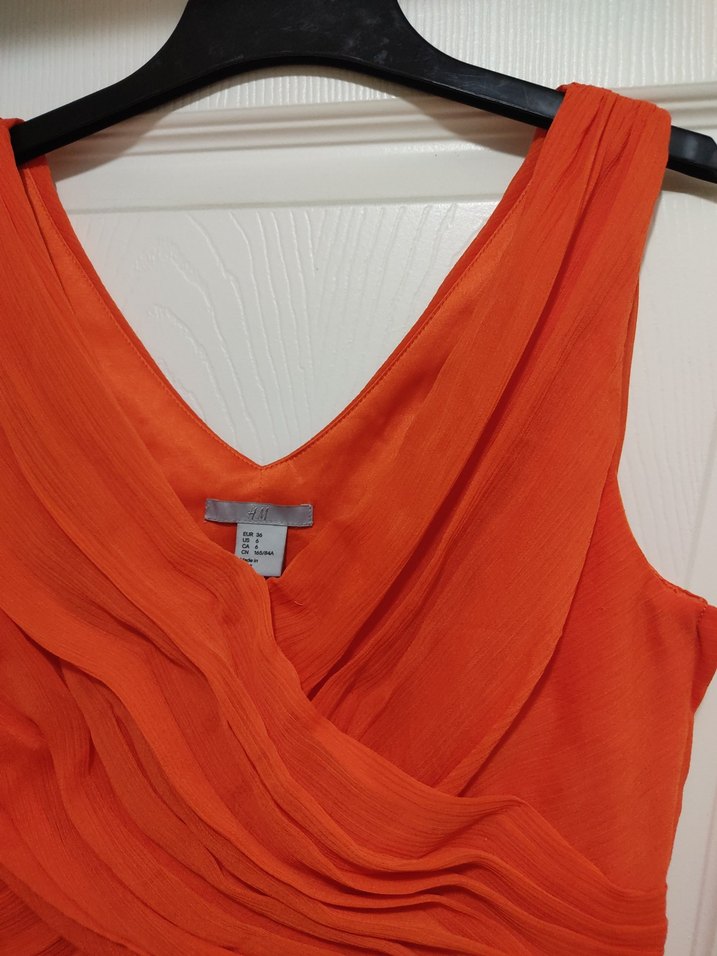 Kırmızı Drapeli Midi Abiye Elbise - Görsel 4