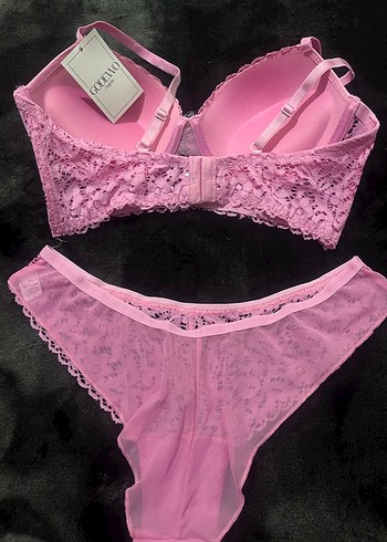 Pembe Mini Dantel Bohem Sütyen Takımı - Görsel 2