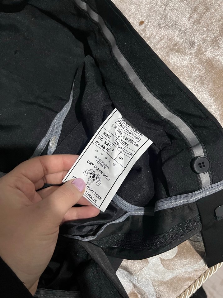 Erkek Siyah Saten Pantolonu 48 beden - Görsel 2