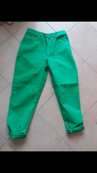 40 Beden Yüksek bel yeşil vintage pantolon