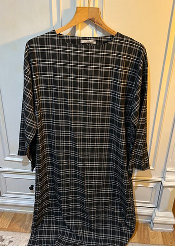 H&M Ekose Desenli Rahat Uzun Elbise