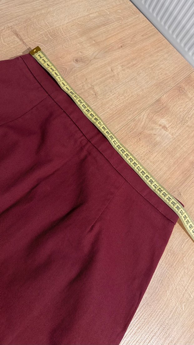Bordo Düğmeli Kalem Etek — görsel 6/7