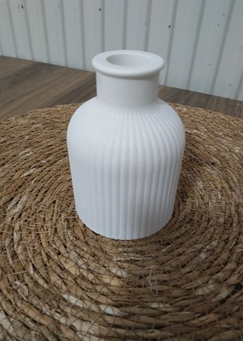 Beyaz Gri Detaylı  Vazo - Görsel 2