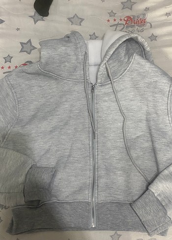 m Beden Gri Kadın Fermuarlı Sweatshirt