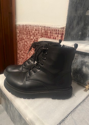 Kadın Siyah Deri Platform Topuklu Bot - Görsel 4