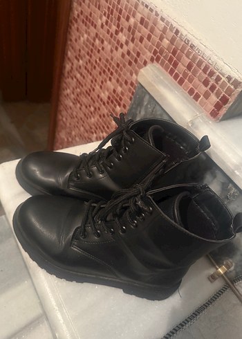 Kadın Siyah Deri Platform Topuklu Bot - Görsel 5