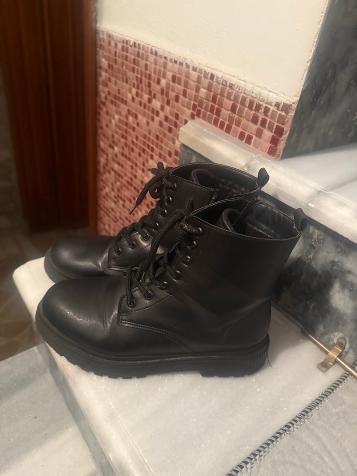 Kadın Siyah Deri Platform Topuklu Bot - Görsel 2