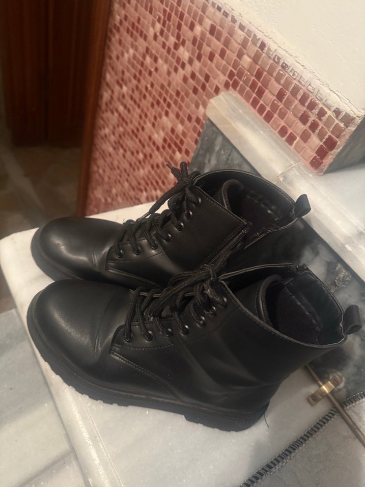 Kadın Siyah Deri Platform Topuklu Bot - Görsel 5