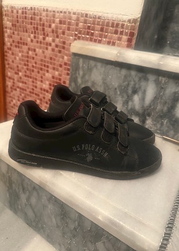U.S. Polo Assn. Siyah Kadın Cırtlı Sneakers - Görsel 4