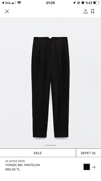 Zara siyah pantolon S