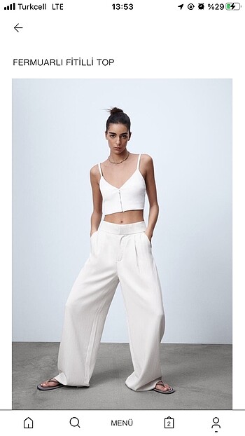 Zara beyaz fermuarlı fitilli top M