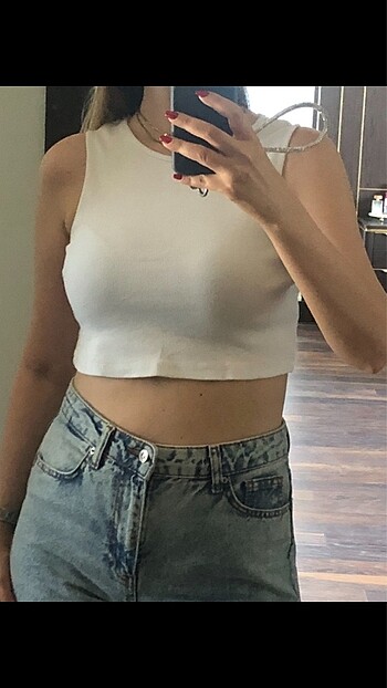 Defacto fit beyaz crop S