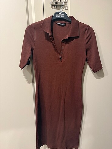 Zara polo yaka elbise M beden dar kalıp hiç giyilmedi