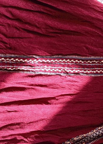 Bordo Nakışlı Bohem Hamile Tuniği - Görsel 3