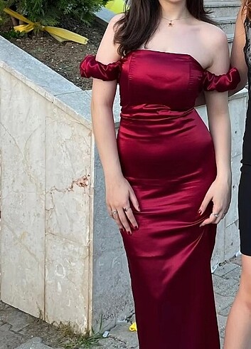 s Beden bordo Renk Elbise