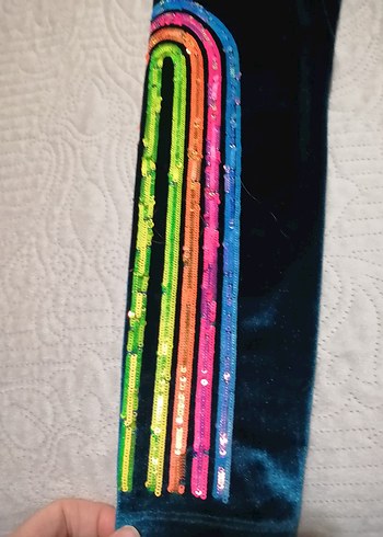 Kız Çocuk Renkli İşlemeli Payetli Tayt3 parca - Görsel 3