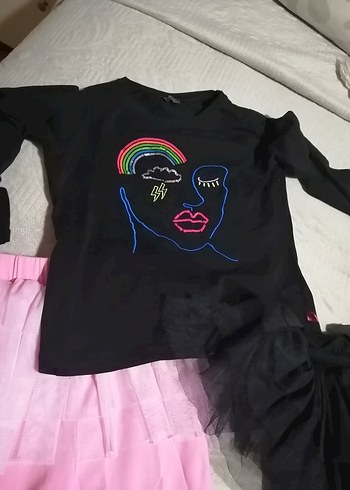 Kız Çocuk Pullu Pembe Tayt 3lü - Görsel 11