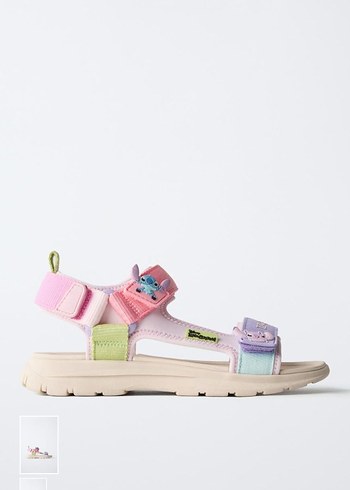 Kızlar için Renkli Velcro Bantlı Sandalet - Görsel 4