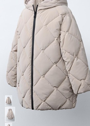 Bej Kapüşonlu Midi Kışlık Mont - Görsel 2