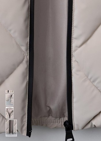Bej Kapüşonlu Midi Kışlık Mont - Görsel 8