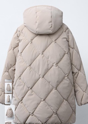 Bej Kapüşonlu Midi Kışlık Mont - Görsel 5