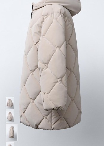 Bej Kapüşonlu Midi Kışlık Mont - Görsel 6