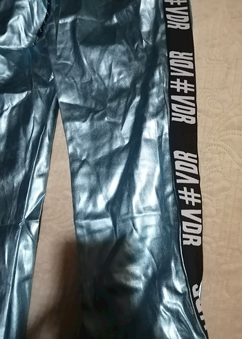 Kızlar için Parlak Mavi Metalik Eşofman Altı - Görsel 2