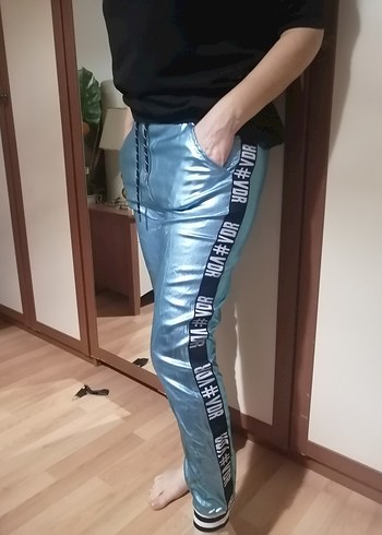 Kızlar için Parlak Mavi Metalik Eşofman Altı - Görsel 8