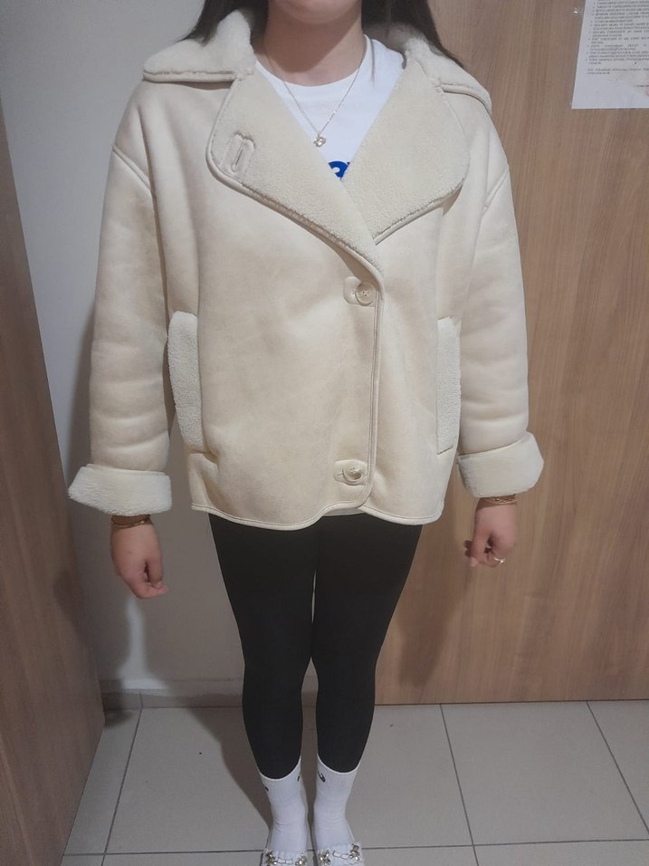 Bej Suni Kürklü Midi Kadın Ceket - Görsel 2