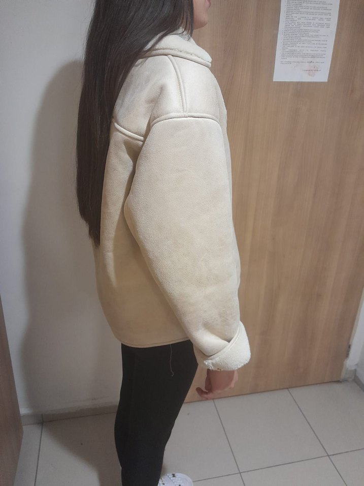 Bej Suni Kürklü Midi Kadın Ceket - Görsel 4