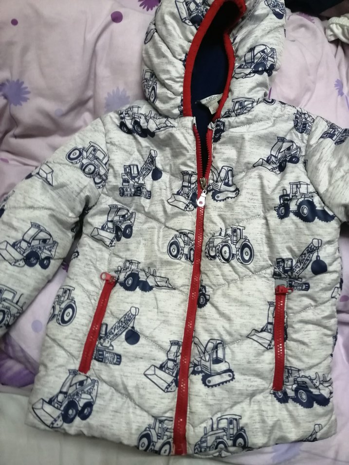 Kapüşonlu Fermuarlı Erkek Çocuk Gri Mont - Görsel 2