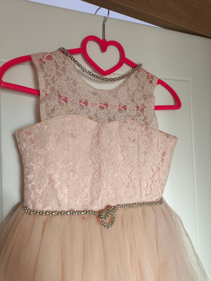 Dantel Detaylı Uzun Pembe Nişan Elbisesi - Görsel 2