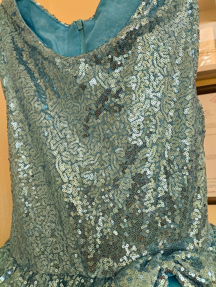 Mavi Parlak Pullu Kız Çocuk Abiye Elbise - Görsel 3